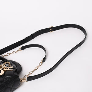 Very Good Condition Christian Dior Lady D-Joy Bag Small M0613ONGE_M900 Cannage Lambskin Black Used 4a003292