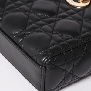 Very Good Condition Christian Dior Lady D-Joy Bag Small M0613ONGE_M900 Cannage Lambskin Black Used 4a003292