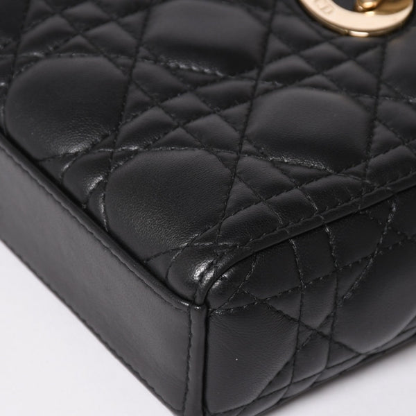 Very Good Condition Christian Dior Lady D-Joy Bag Small M0613ONGE_M900 Cannage Lambskin Black Used 4a003292