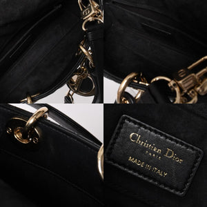 Very Good Condition Christian Dior Lady D-Joy Bag Small M0613ONGE_M900 Cannage Lambskin Black Used 4a003292