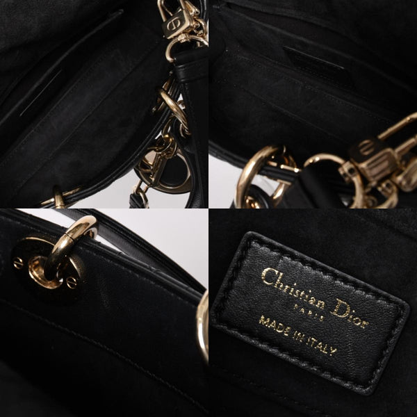 Very Good Condition Christian Dior Lady D-Joy Bag Small M0613ONGE_M900 Cannage Lambskin Black Used 4a003292