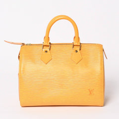 極美品 LOUIS VUITTON ルイヴィトン エピ スピーディ25 ボストンバッグ ハンドバッグ タッシリイエロー エピレザー イエロー ゴールド金具 M43019 中古 4a004586
