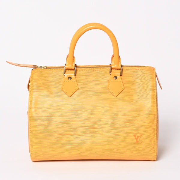 極美品 LOUIS VUITTON ルイヴィトン エピ スピーディ25 ボストンバッグ ハンドバッグ タッシリイエロー エピレザー イエロー ゴールド金具 M43019 中古 4a004586