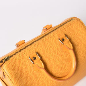 極美品 LOUIS VUITTON ルイヴィトン エピ スピーディ25 ボストンバッグ ハンドバッグ タッシリイエロー エピレザー イエロー ゴールド金具 M43019 中古 4a004586