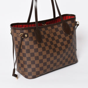 新品同様品 LOUIS VUITTON ルイヴィトン ネヴァーフルPM ハンドバッグ N41359 ダミエエベヌキャンバス ブラウン ゴールド金具 中古 4a004601