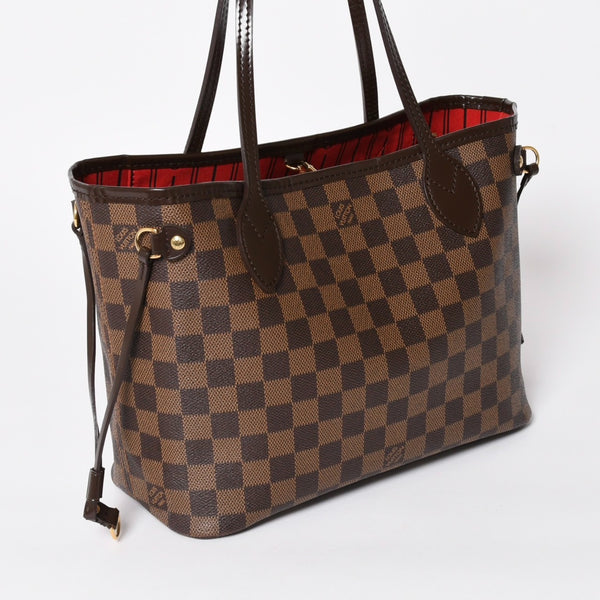 新品同様品 LOUIS VUITTON ルイヴィトン ネヴァーフルPM ハンドバッグ N41359 ダミエエベヌキャンバス ブラウン ゴールド金具 中古 4a004601