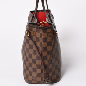 新品同様品 LOUIS VUITTON ルイヴィトン ネヴァーフルPM ハンドバッグ N41359 ダミエエベヌキャンバス ブラウン ゴールド金具 中古 4a004601