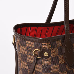 新品同様品 LOUIS VUITTON ルイヴィトン ネヴァーフルPM ハンドバッグ N41359 ダミエエベヌキャンバス ブラウン ゴールド金具 中古 4a004601