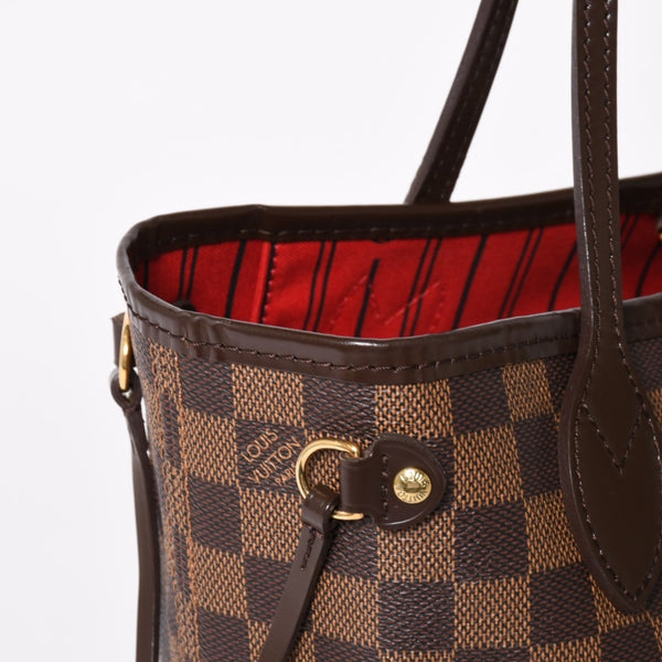 新品同様品 LOUIS VUITTON ルイヴィトン ネヴァーフルPM ハンドバッグ N41359 ダミエエベヌキャンバス ブラウン ゴールド金具 中古 4a004601