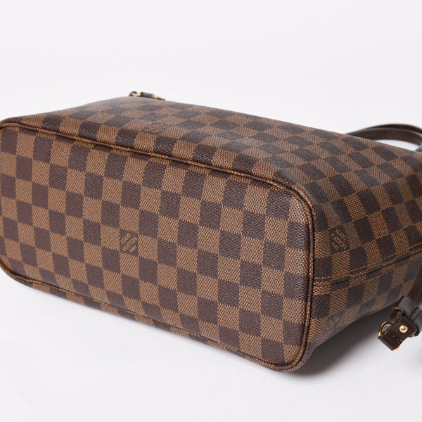 新品同様品 LOUIS VUITTON ルイヴィトン ネヴァーフルPM ハンドバッグ N41359 ダミエエベヌキャンバス ブラウン ゴールド金具 中古 4a004601