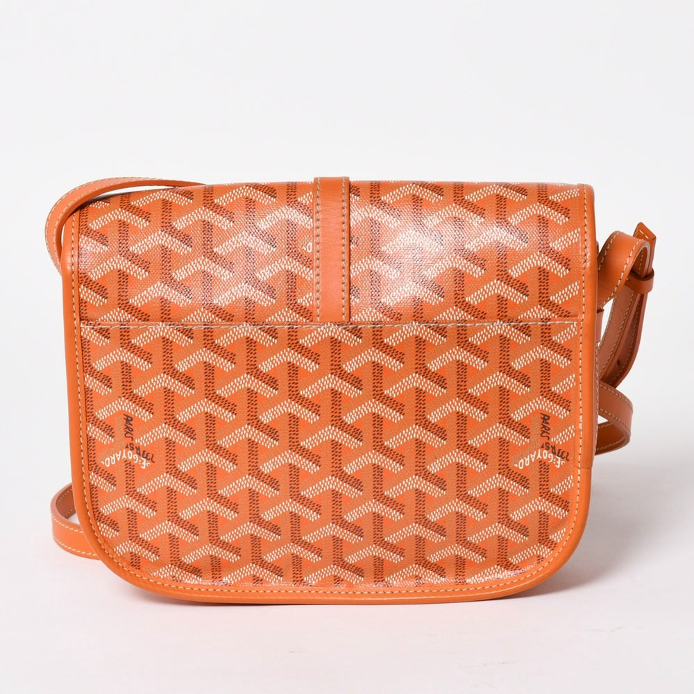 極美品 GOYARD ゴヤール ベルヴェデーレ PM ショルダーバッグ オレンジ ゴヤールディンキャンバス ヘリンボーン柄 オレンジ シルバー金具 中古 4a004503