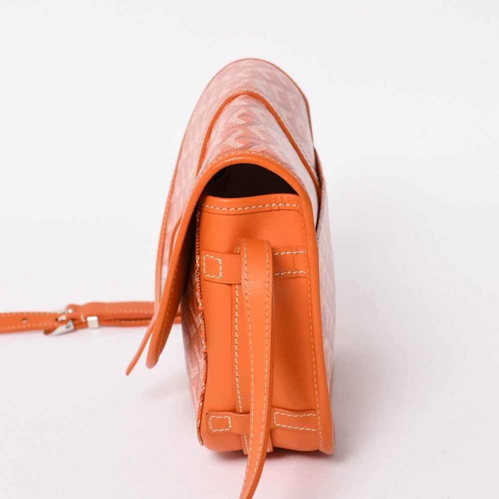 Very good condition GOYARD Belvedere PM shoulder bag orange Goyardine canvas herringbone pattern orange silver hardware used 4a004503