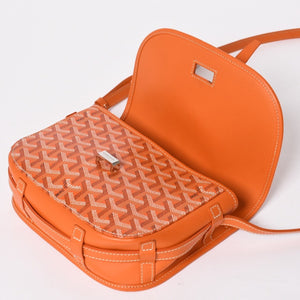 極美品 GOYARD ゴヤール ベルヴェデーレ PM ショルダーバッグ オレンジ ゴヤールディンキャンバス ヘリンボーン柄 オレンジ シルバー金具 中古 4a004503