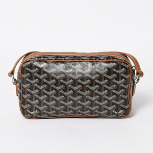 極美品 GOYARD ゴヤール カップヴェールPM ショルダーバッグ ブラウン PVC レザー シルバー金具 中古 4a004499