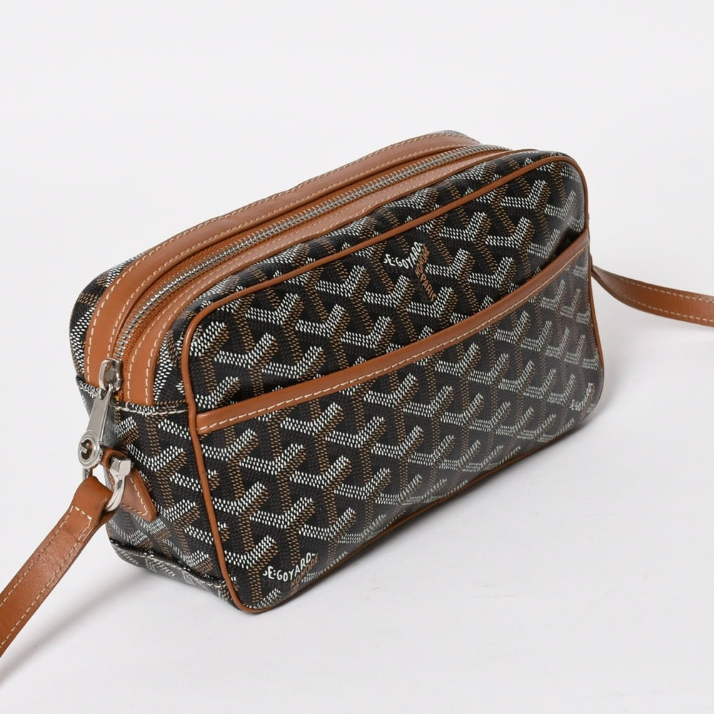 Very good condition GOYARD Cup Vert PM Shoulder Bag Brown PVC Leather Silver Hardware Used 4a004499