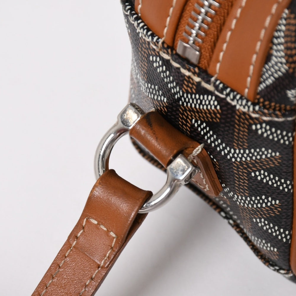Very good condition GOYARD Cup Vert PM Shoulder Bag Brown PVC Leather Silver Hardware Used 4a004499