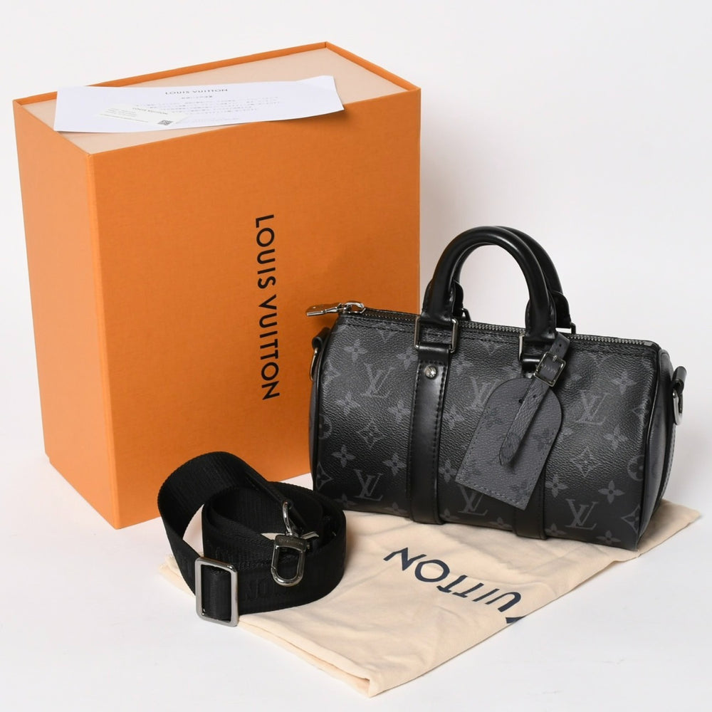 Very good condition LOUIS VUITTON Keepall Bandouliere 25 2WAY bag Monogram Eclipse M46271 Black Gray Used 4a004512