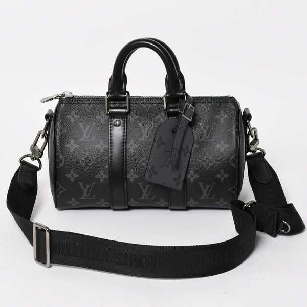 極美品 LOUIS VUITTON ルイヴィトン キーポル バンドリエール 25 2WAYバッグ モノグラムエクリプス M46271 ブラック グレー 中古 4a004512