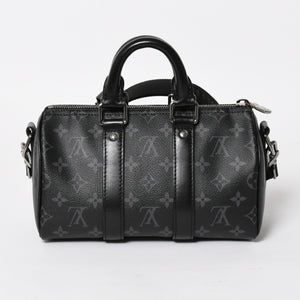 極美品 LOUIS VUITTON ルイヴィトン キーポル バンドリエール 25 2WAYバッグ モノグラムエクリプス M46271 ブラック グレー 中古 4a004512
