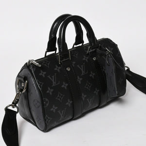 極美品 LOUIS VUITTON ルイヴィトン キーポル バンドリエール 25 2WAYバッグ モノグラムエクリプス M46271 ブラック グレー 中古 4a004512