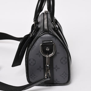 極美品 LOUIS VUITTON ルイヴィトン キーポル バンドリエール 25 2WAYバッグ モノグラムエクリプス M46271 ブラック グレー 中古 4a004512