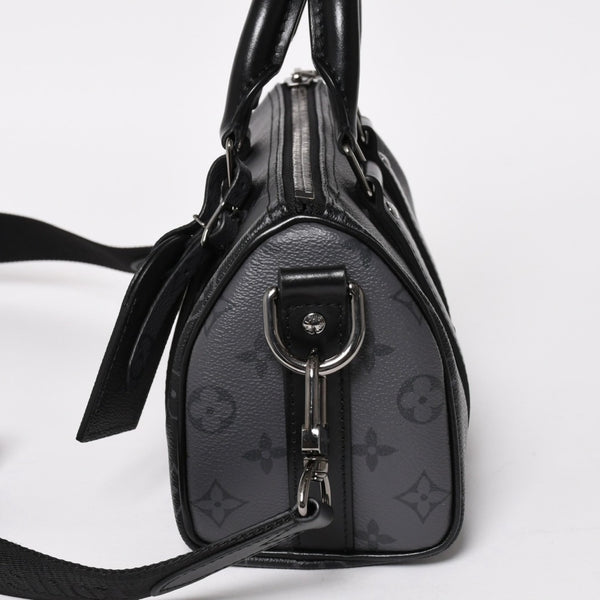 極美品 LOUIS VUITTON ルイヴィトン キーポル バンドリエール 25 2WAYバッグ モノグラムエクリプス M46271 ブラック グレー 中古 4a004512