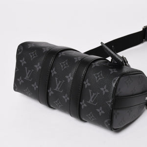 極美品 LOUIS VUITTON ルイヴィトン キーポル バンドリエール 25 2WAYバッグ モノグラムエクリプス M46271 ブラック グレー 中古 4a004512
