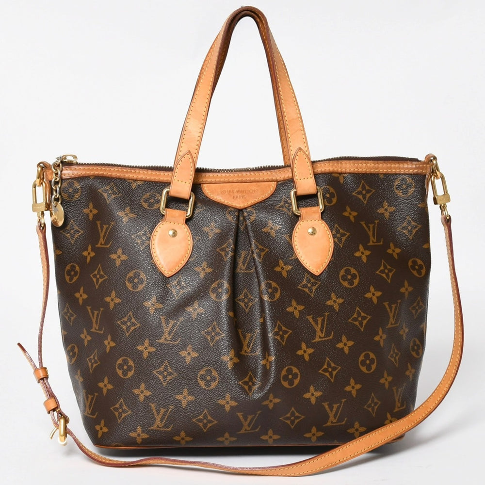LOUIS VUITTON Palermo PM Handbag M40145 Monogram 2WAY PVC Leather Gold Hardware Good Condition Used 4a004579