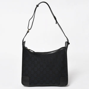 極美品 GUCCI グッチ ショルダーバッグ ワンショルダー 001 4206 GGキャンバス レザー ブラック シルバー金具 中古 4a004599