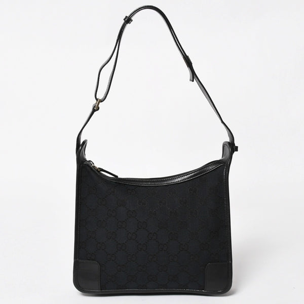 極美品 GUCCI グッチ ショルダーバッグ ワンショルダー 001 4206 GGキャンバス レザー ブラック シルバー金具 中古 4a004599