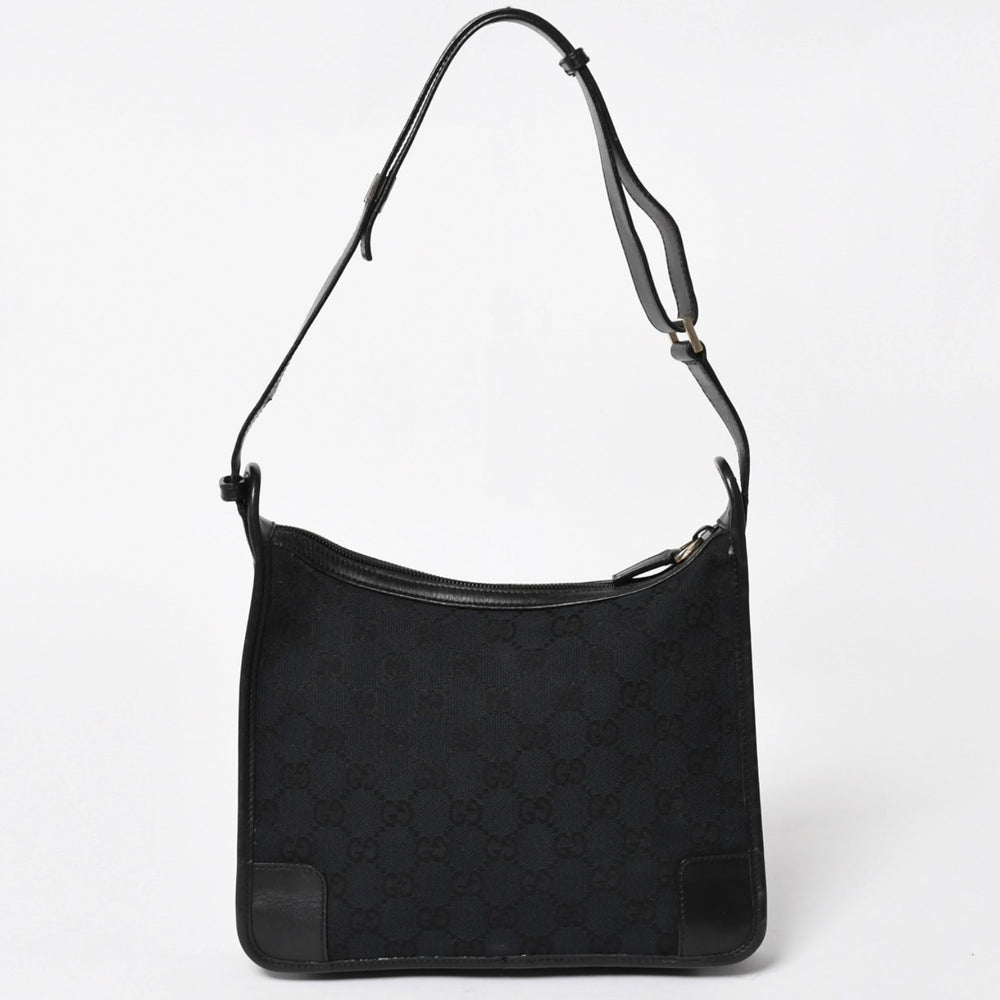 極美品 GUCCI グッチ ショルダーバッグ ワンショルダー 001 4206 GGキャンバス レザー ブラック シルバー金具 中古 4a004599