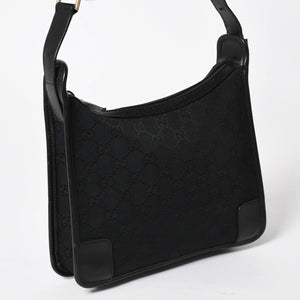 極美品 GUCCI グッチ ショルダーバッグ ワンショルダー 001 4206 GGキャンバス レザー ブラック シルバー金具 中古 4a004599