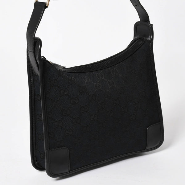 極美品 GUCCI グッチ ショルダーバッグ ワンショルダー 001 4206 GGキャンバス レザー ブラック シルバー金具 中古 4a004599
