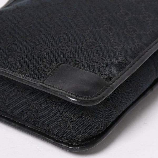極美品 GUCCI グッチ ショルダーバッグ ワンショルダー 001 4206 GGキャンバス レザー ブラック シルバー金具 中古 4a004599
