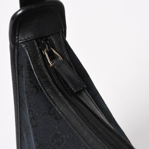 極美品 GUCCI グッチ ショルダーバッグ ワンショルダー 001 4206 GGキャンバス レザー ブラック シルバー金具 中古 4a004599