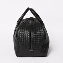 画像をギャラリービューアに読み込む, 極美品 BOTTEGA VENETA ボッテガヴェネタ ボストンバッグ イントレチャート ミニボストン レザー ブラック ブロンズ金具 中古 4a004627