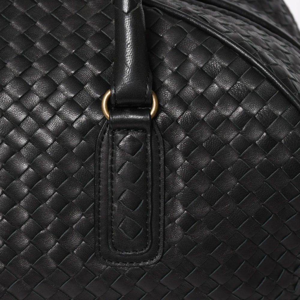 Very Good Condition BOTTEGA VENETA Bottega Veneta Boston Bag Intrecciato Mini Boston Leather Black Bronze Hardware Used 4a004627