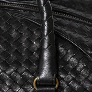 Very Good Condition BOTTEGA VENETA Bottega Veneta Boston Bag Intrecciato Mini Boston Leather Black Bronze Hardware Used 4a004627