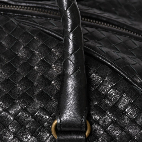 Very Good Condition BOTTEGA VENETA Bottega Veneta Boston Bag Intrecciato Mini Boston Leather Black Bronze Hardware Used 4a004627