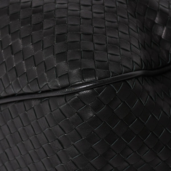 Very Good Condition BOTTEGA VENETA Bottega Veneta Boston Bag Intrecciato Mini Boston Leather Black Bronze Hardware Used 4a004627