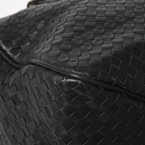Very Good Condition BOTTEGA VENETA Bottega Veneta Boston Bag Intrecciato Mini Boston Leather Black Bronze Hardware Used 4a004627