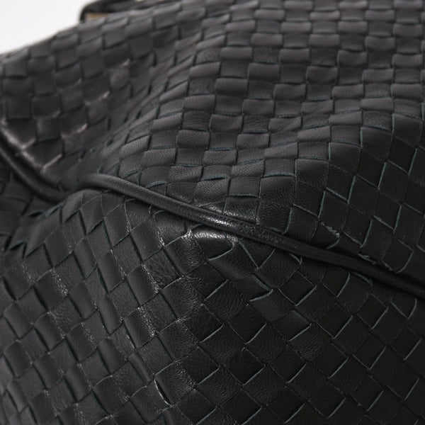 Very Good Condition BOTTEGA VENETA Bottega Veneta Boston Bag Intrecciato Mini Boston Leather Black Bronze Hardware Used 4a004627