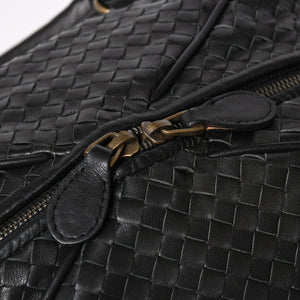 Very Good Condition BOTTEGA VENETA Bottega Veneta Boston Bag Intrecciato Mini Boston Leather Black Bronze Hardware Used 4a004627