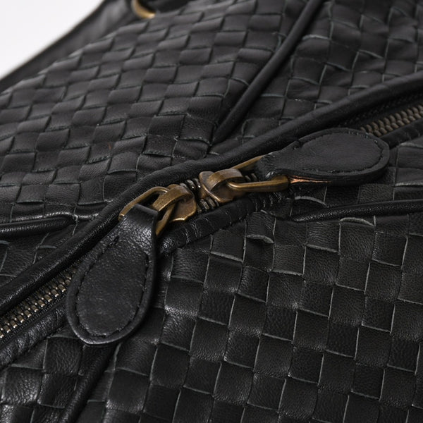 Very Good Condition BOTTEGA VENETA Bottega Veneta Boston Bag Intrecciato Mini Boston Leather Black Bronze Hardware Used 4a004627