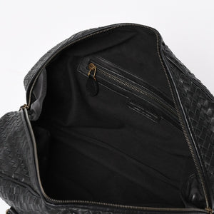 Very Good Condition BOTTEGA VENETA Bottega Veneta Boston Bag Intrecciato Mini Boston Leather Black Bronze Hardware Used 4a004627