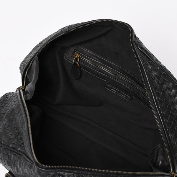 Very Good Condition BOTTEGA VENETA Bottega Veneta Boston Bag Intrecciato Mini Boston Leather Black Bronze Hardware Used 4a004627