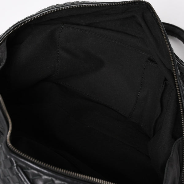 Very Good Condition BOTTEGA VENETA Bottega Veneta Boston Bag Intrecciato Mini Boston Leather Black Bronze Hardware Used 4a004627