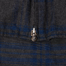 画像をギャラリービューアに読み込む, CHROME HEARTS クロムハーツ ヘイウッド ロングスリーブ ジップアップチェックシャツ ダガー ダークグレー ネイビー 格子柄 シャツジャケット Mサイズ 美品 中古 4a004647