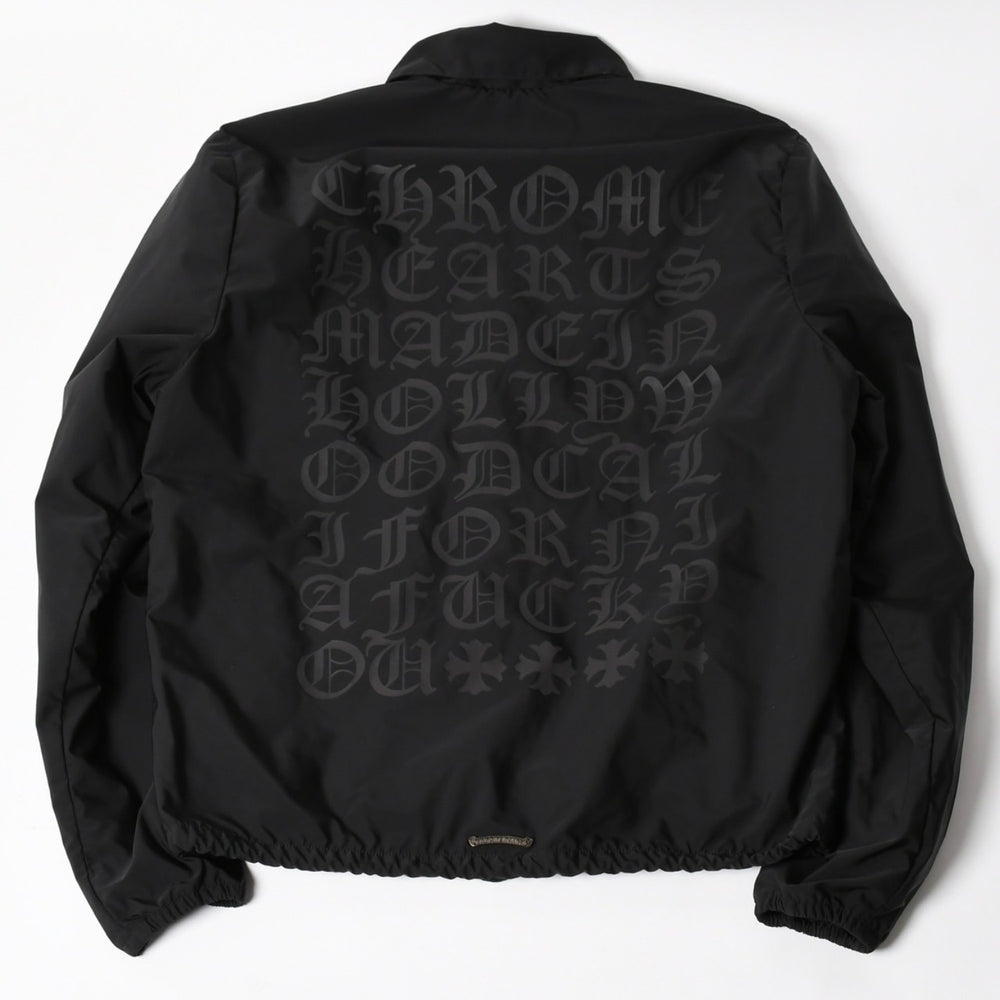 極美品 CHROME HEARTS クロムハーツ リギンス ファブリック ナイロンコーチジャケット オールドイングリッシュフォント ブラック RS3 Mサイズ 中古 4a004637