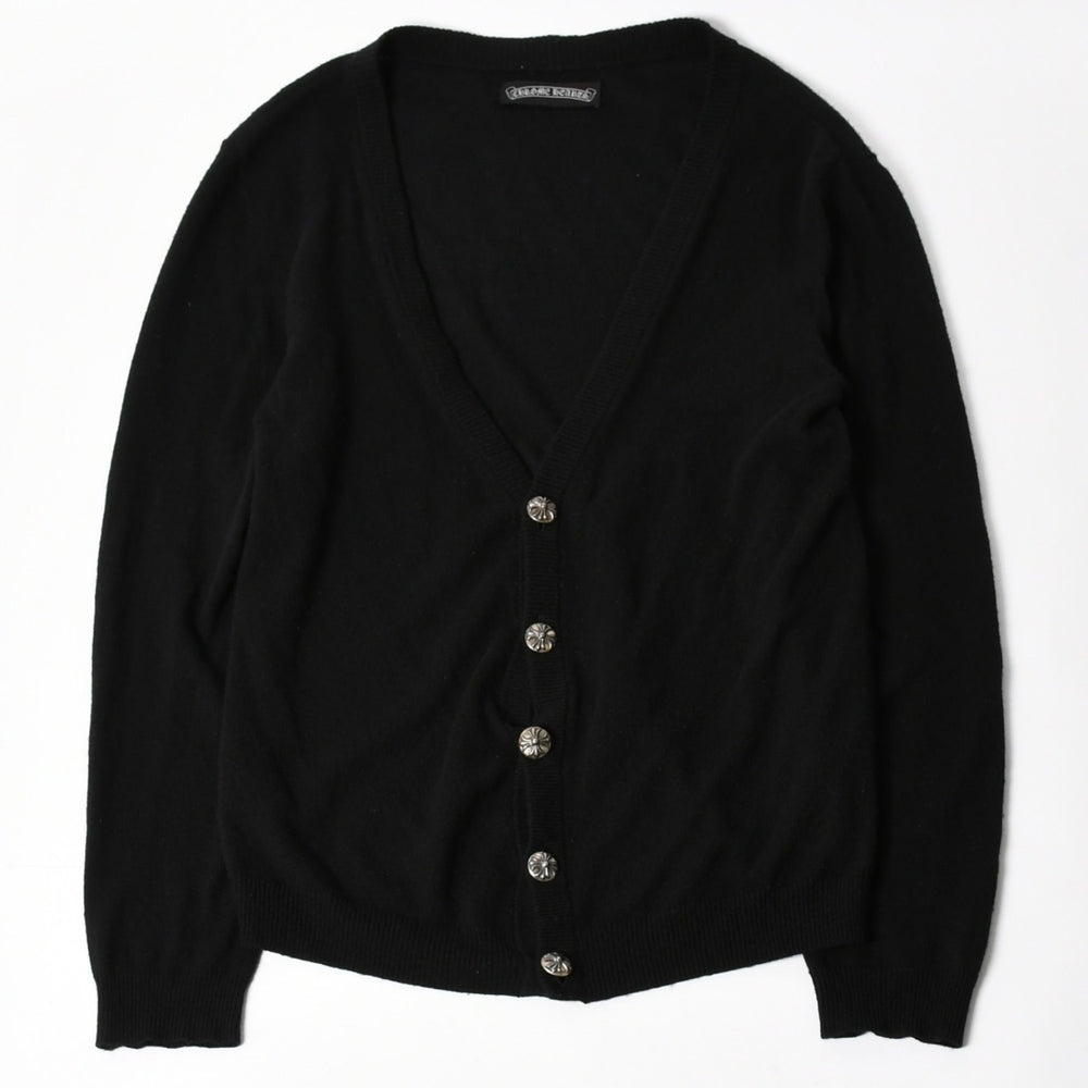 CHROME HEARTS Knit Cardigan Cross Ball Button Size M Cross Patch Cashmere Black Silver 925 Good Condition Used 4a004644